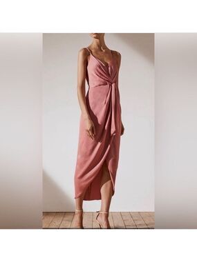 NWT Shona Joy Luxe Tie Front Cocktail Dress in Rose size 4.